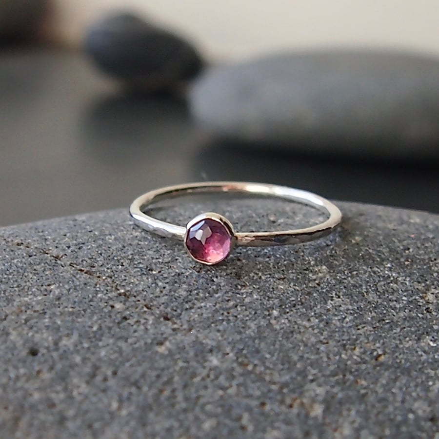 Sterling Silver and Brazilian Amethyst Skinny Ring