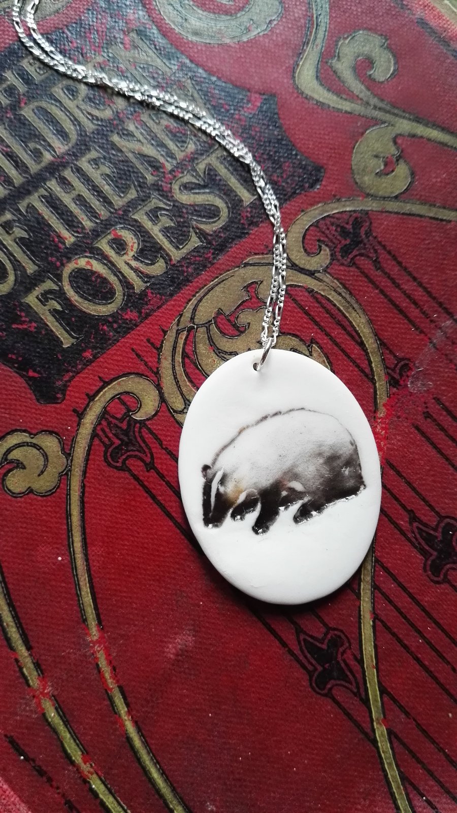 BADGER PENDANT handmade in porcelain