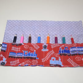 Railway train Fabric Pencil Roll