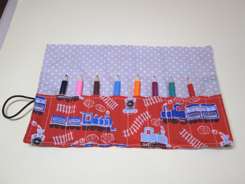 Railway train Fabric Pencil Roll