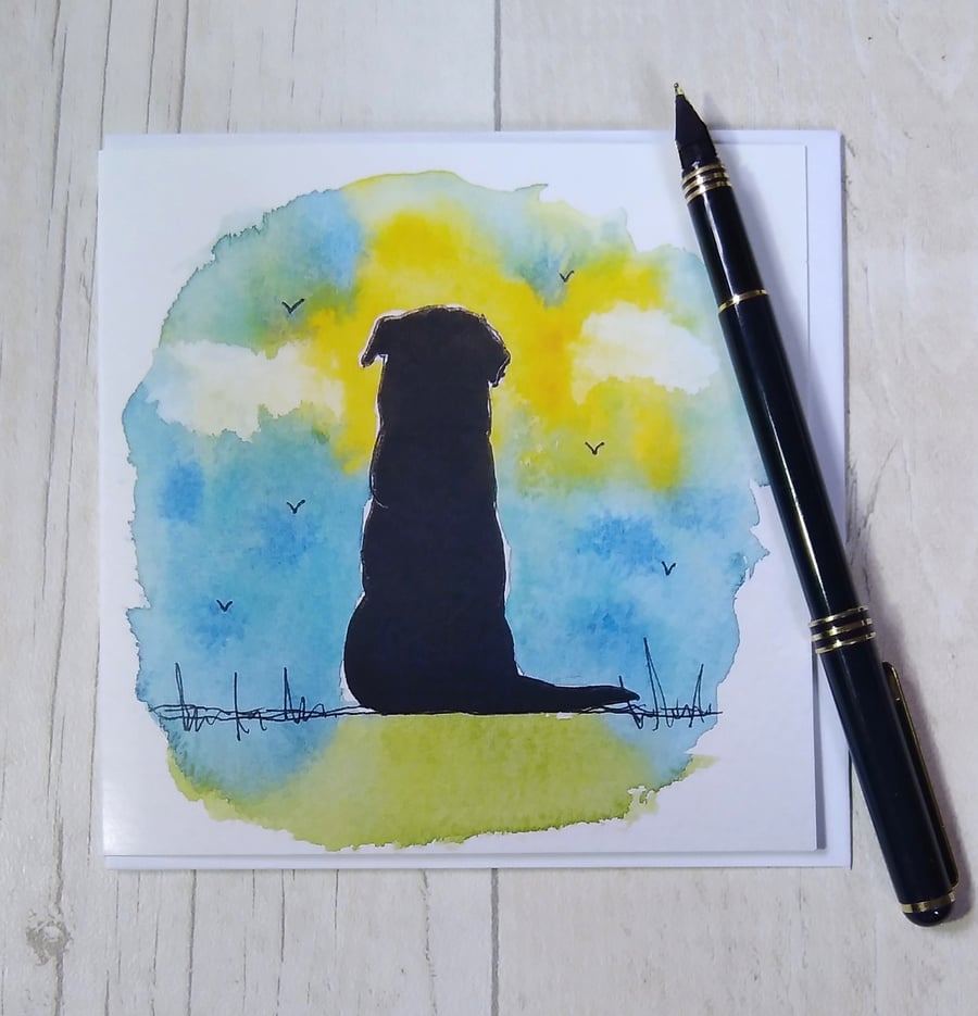 Rottweiler Summer card. Rottweiler card. Birthday card. Dog card.