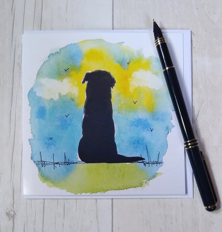 Rottweiler Summer card. Rottweiler card. Birthday card. Dog card.