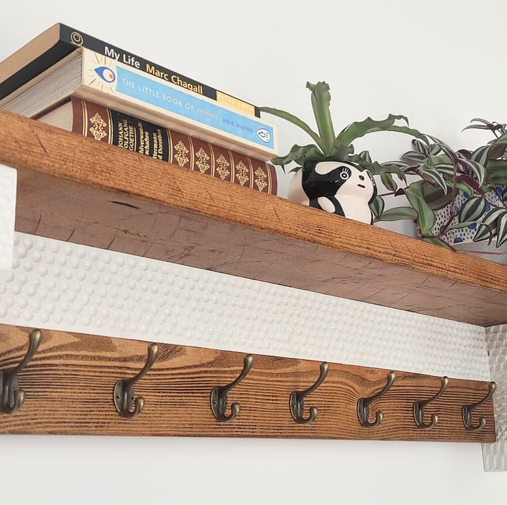 Solid Pine Coat Rack with Shelf, Carved Wood En... - Folksy