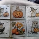 Reverse decoupage Halloween coasters