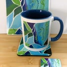 Seahorse mug bundle. Mug, coaster, fridge magnet and greeting card