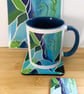 Seahorse mug bundle. Mug, coaster, fridge magnet and greeting card