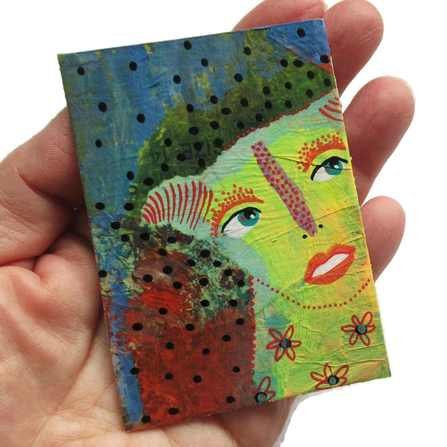 Monster ACEO Quirky Miniature Outsider Folk Art Brut Original Tiny Artwork