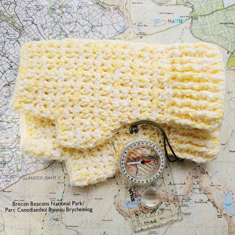 Lemon Yellow Fingerless Mitts, Crochet Wrist Warmers