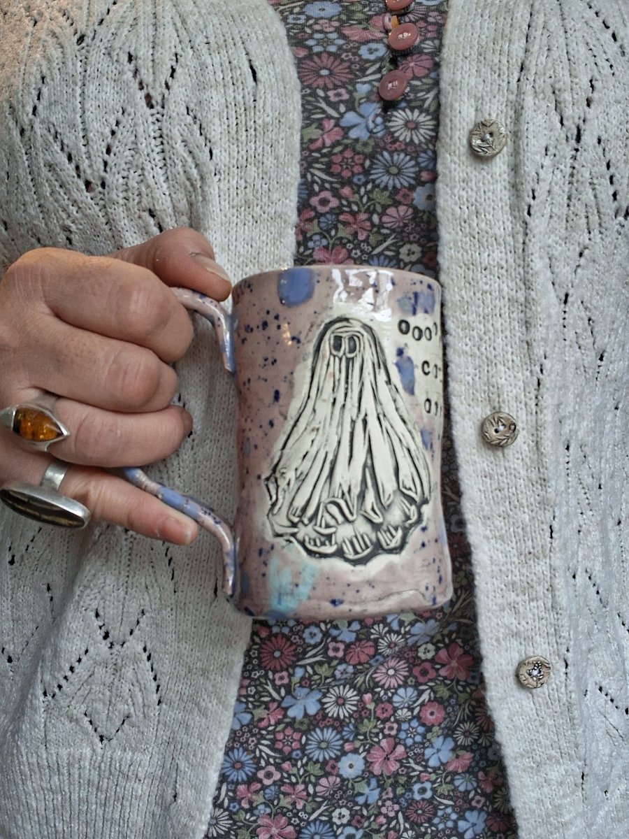 Dave the ghost coffee mug ceramic pottery tea cup, Customisable