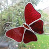 Stained Glass Butterfly Suncatcher - Red  