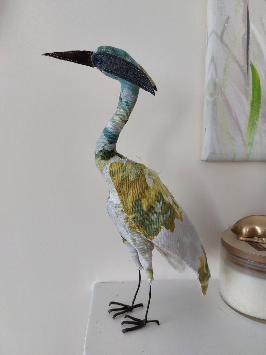 Quirky Wading Bird Fabric Soft Sculpture Decoration Ornament
