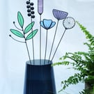 Forever Eternal Wild Flowers on stems - Handmade Stained Glass Flowers