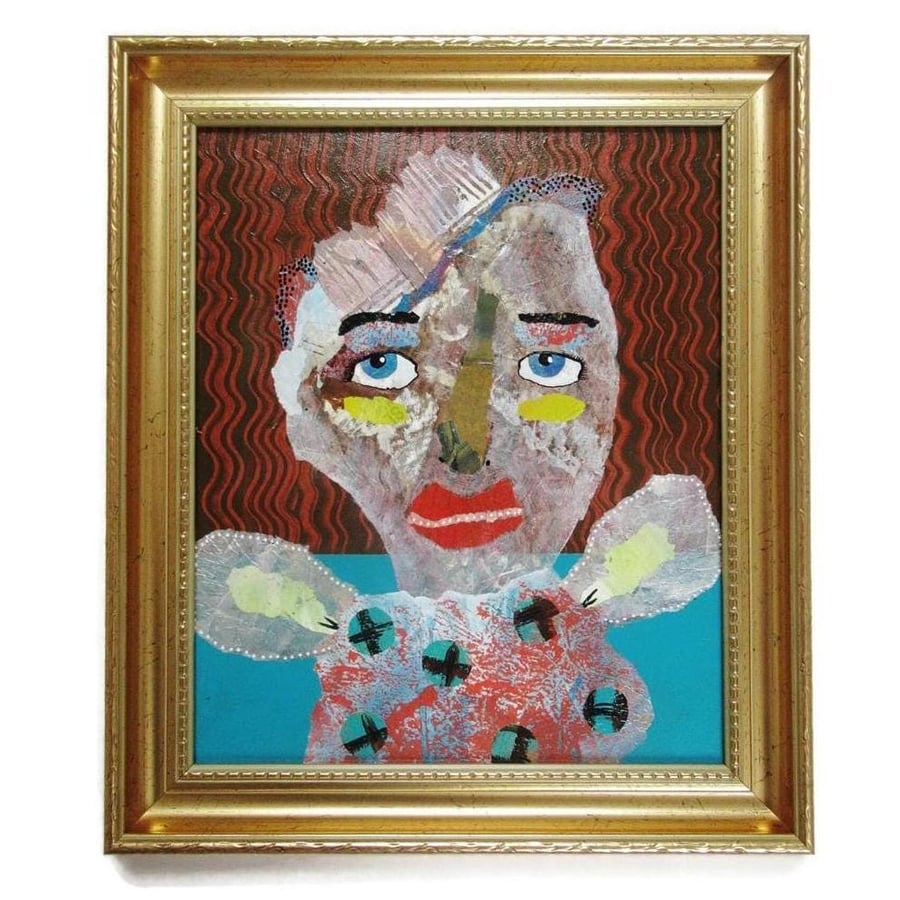 Abstract Portrait Painting Outsider Folk Art Brut Ready Framed Unique Artwork