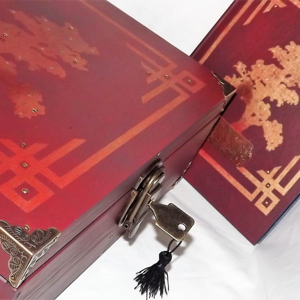 LARGE LOCKABLE Oriental BONSAI Memory or Storage Box and Notebook. Made to Order