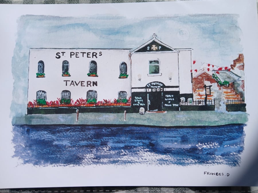 St Peter's Tavern pub watercolour print