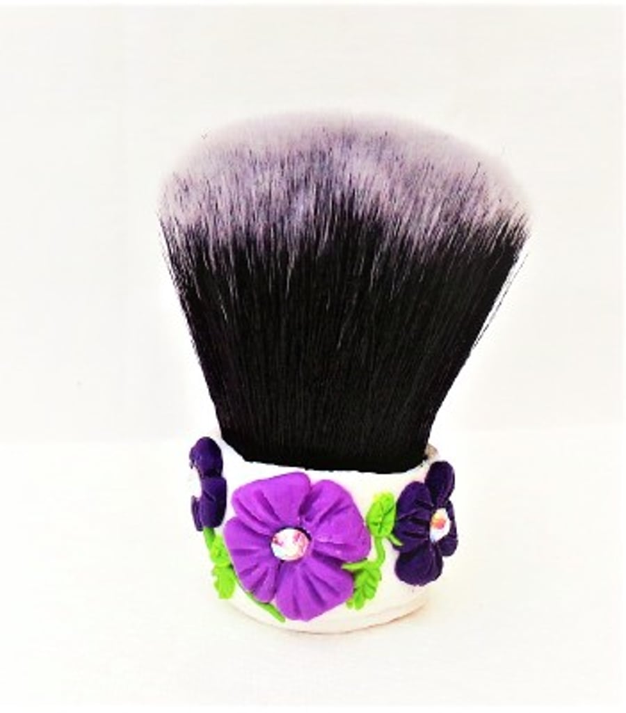Purple and Lavender Floral Cosmetic Brush.