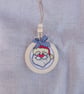 Embroidered Santa Christmas Tree Ornament, Handmade Cross Stitch Wooden Bauble - Image 7