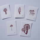 Mushrooms set of 5 small prints