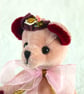 Orchid, a 6" collectable bear handmade from vintage materials - Image 4