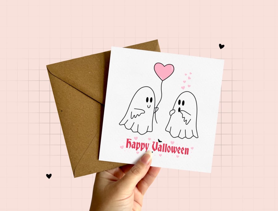 Happy Valloween Greeting Card, Halloween Valentine's Day Card