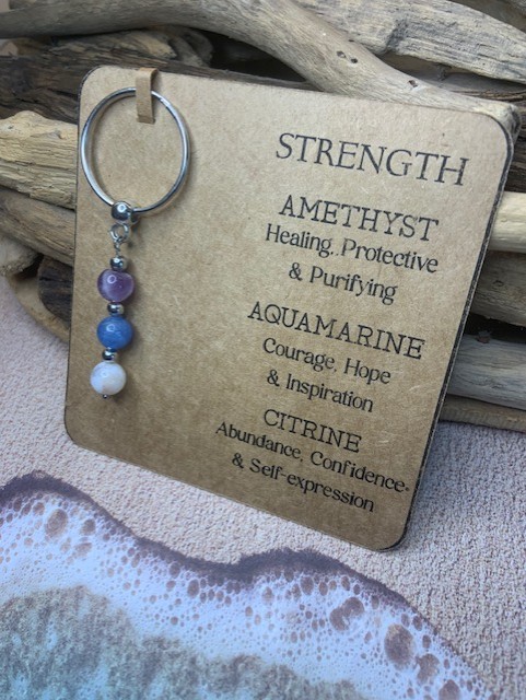Strength gemstone keyring 
