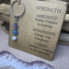 Strength gemstone keyring 