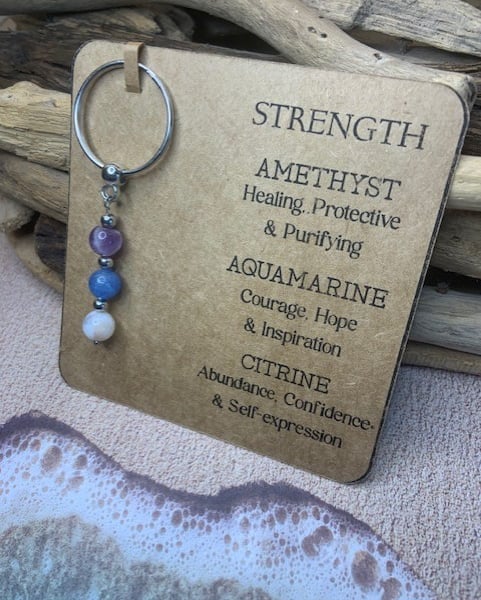 Strength gemstone keyring 