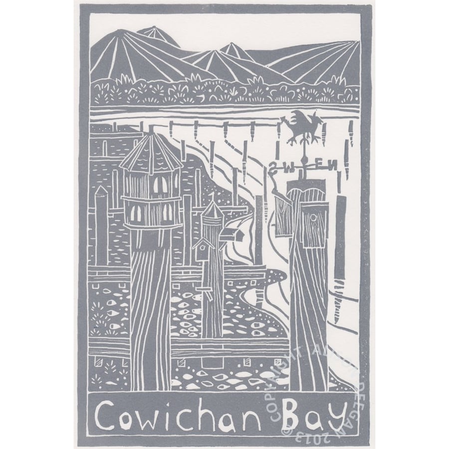 ORIGINAL lino print - 'Cowichan Bay III'