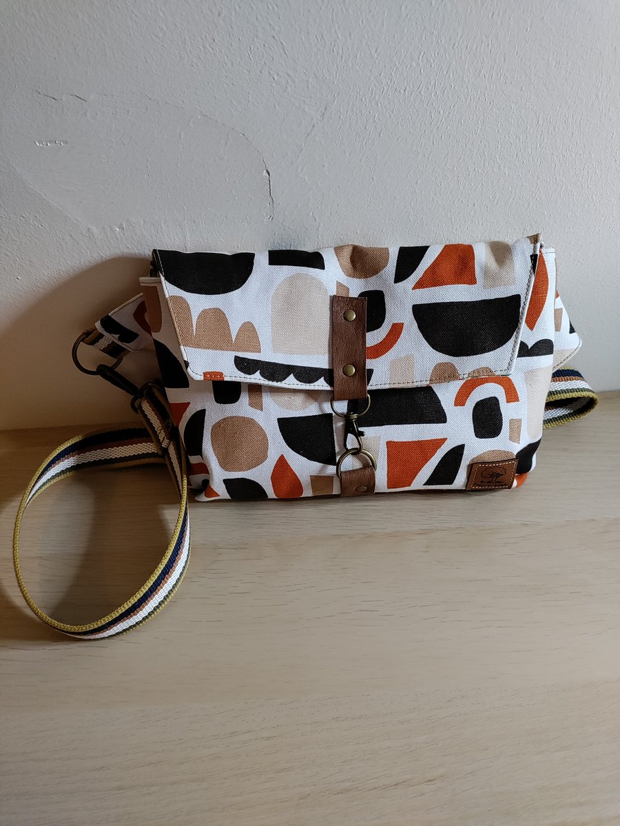 Funky canvas crossbody Bag Folksy