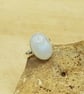 Simple oval Rainbow moonstone Ring. Sterling silver adjustable. June Birthstone - Image 1