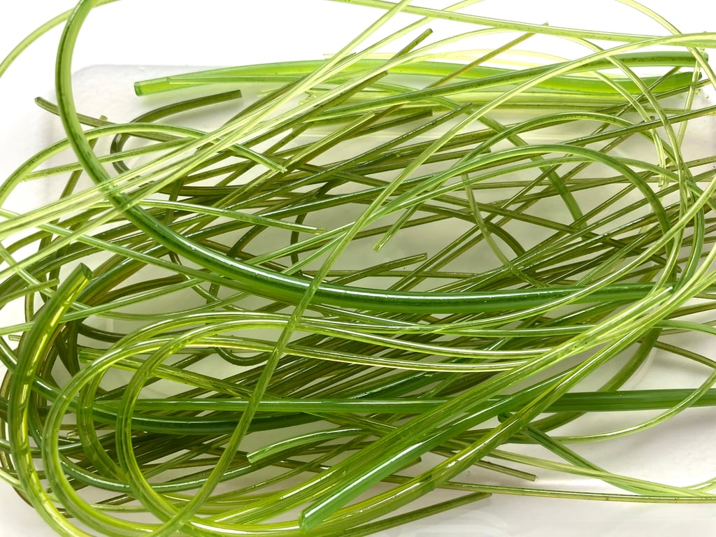 50g Mixed Green Bullseye 90 coe glass Vitrigraph stringers