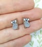 Koala Earrings, Wooden Animal Studs, Silver Plated or Sterling Silver Backs - Image 1