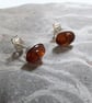 Sterling silver stud earrings with Baltic amber; November birthstone - Image 3