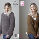 Knitting Pattern - King Cole Chunky Pattern 5676 - Cardigan and Sweater  