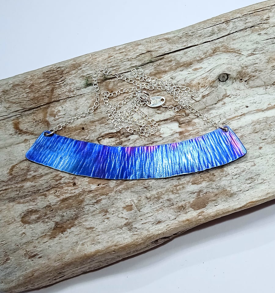 Coloured Titanium and Sterling Silver Necklace - UK Free Post