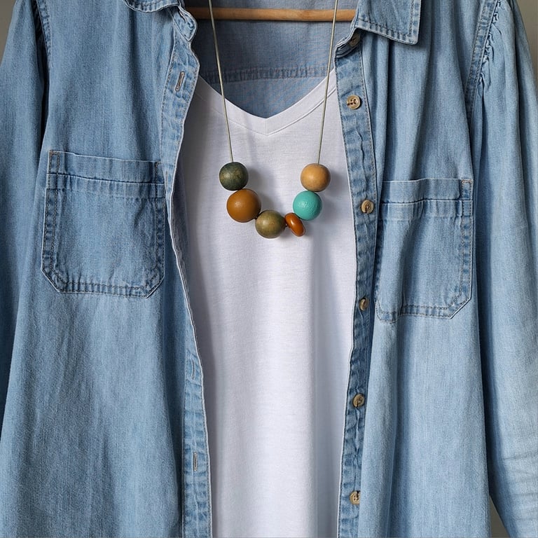 Nala - Autumnal coloured chunky beaded light weight necklace