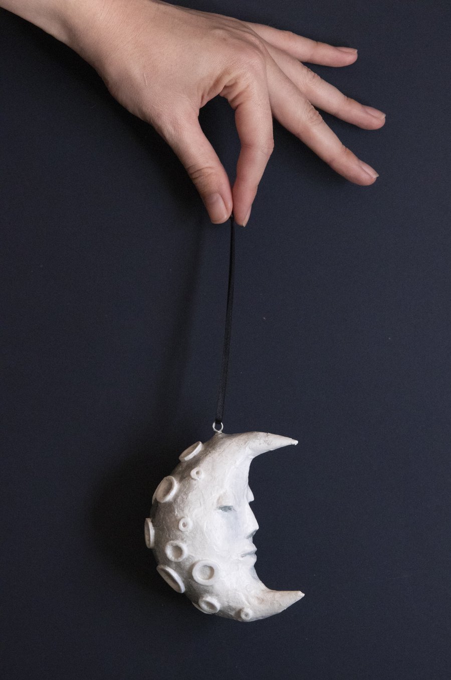 Sleepy moon hand painted hanging decoration