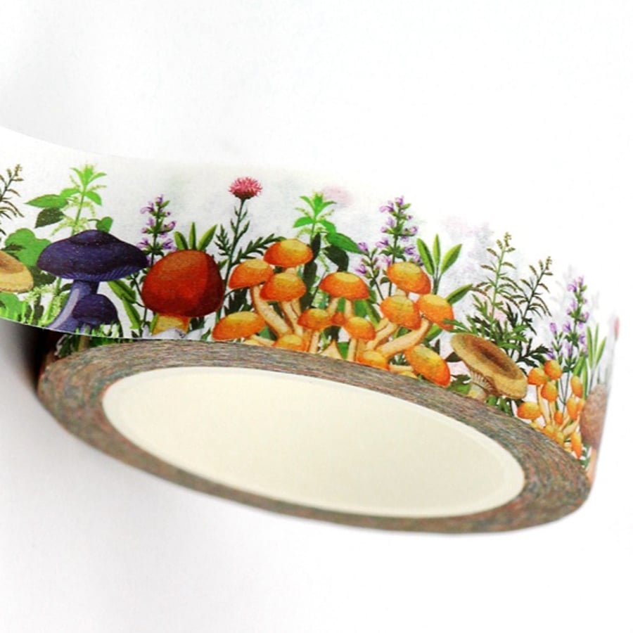 2 x Fungi Washi, Mushroom Decorative Tape, Journals, Scrapbooks 10m