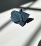 Upcycled Blue Leather Heart Ring & Mantra Pouch - Image 4