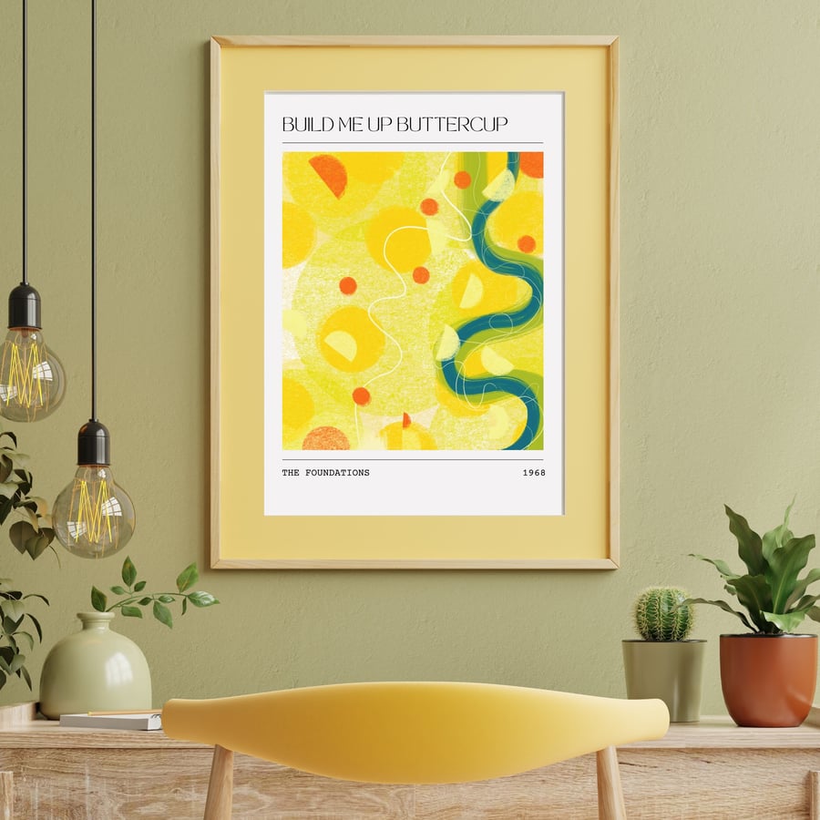 Music Poster The Foundations - Build Me Up Buttercup Abstract Painting Song Art