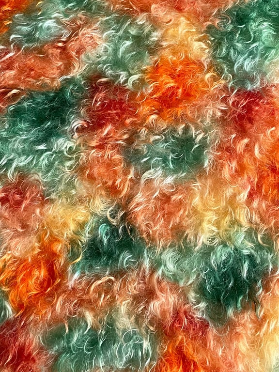 Hand dyed Helmbold mohair fur fabric "Showgirl" on 40mm wavy