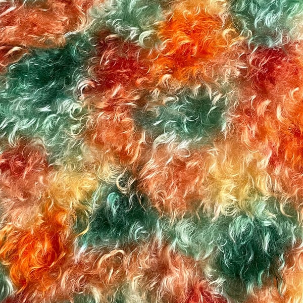 Hand dyed Helmbold mohair fur fabric "Showgirl" on 40mm wavy