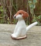 Needle felt white and brown dog, 9 cm tall, wool dog, Jack Russell Dog - Image 2