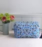Hares & Hydrangeas Cosmetic Bag – Blue & Navy Floral Wash Bag - Image 4