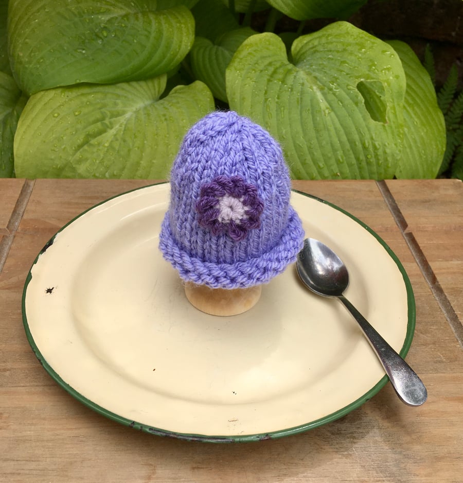 SALE - Lilac Flower Egg Cosy, Easter Decoration