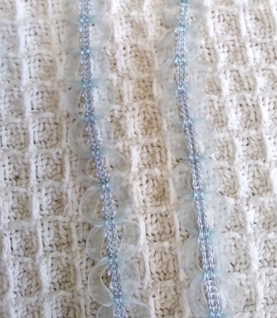 3 metres baby blue sweet nylon gathered trim for dressmaking or other crafts