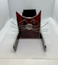 Stained glass stretching cat for use as jewellery box, desk tidy, pen caddy, etc