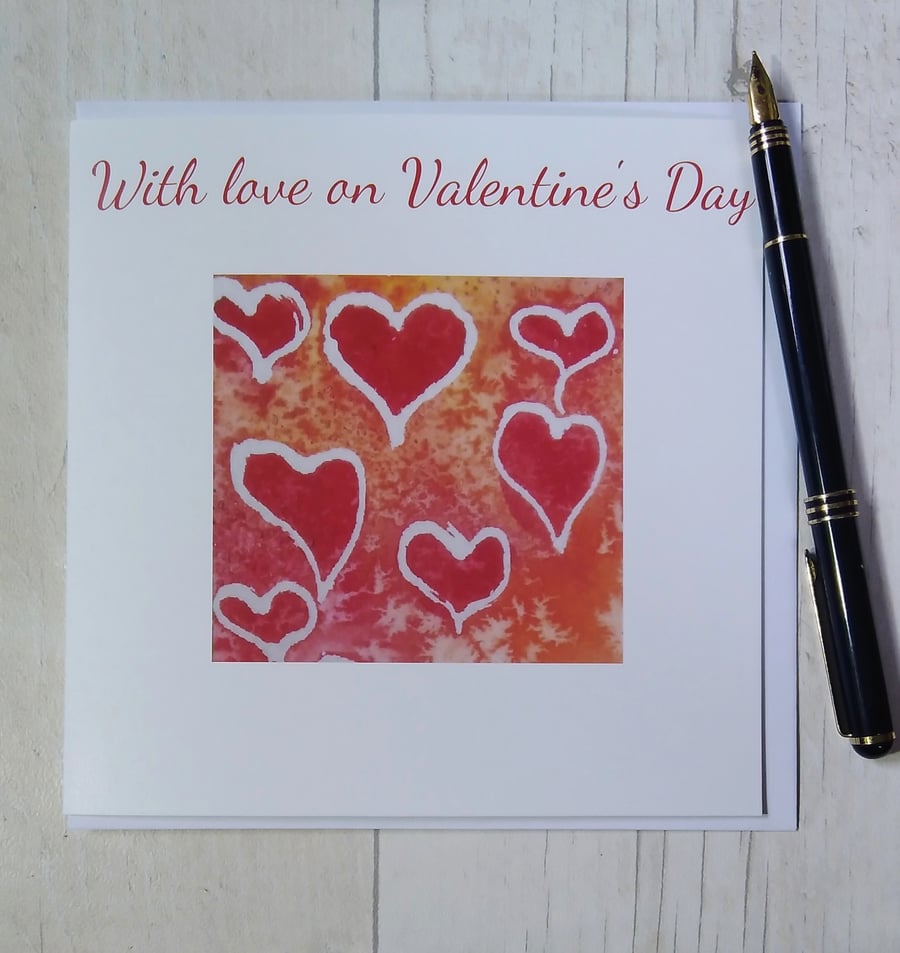 Valentine's hearts card. Valentine's Day card. With love on Valentine's Day.