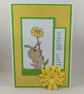 Handmade birthday card - dog with flower - Image 1