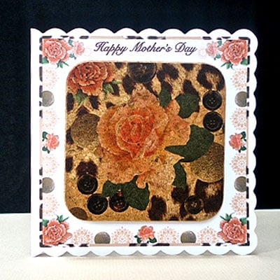 Mother’s Day Cork Coaster Card -Orange Rose & Skin Print 